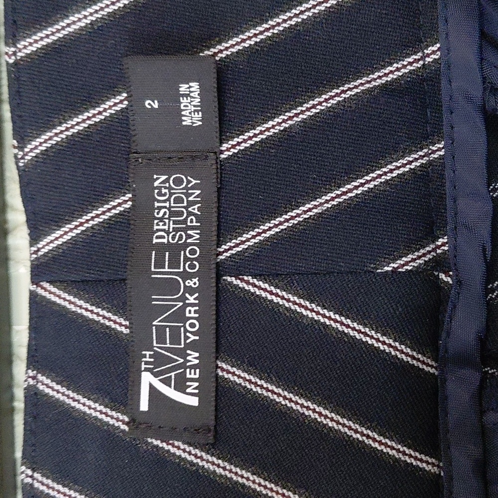 7TH AVE Navy  and White Pinstripe Trousers Pant Straight Business Professional - Picture 6 of 8